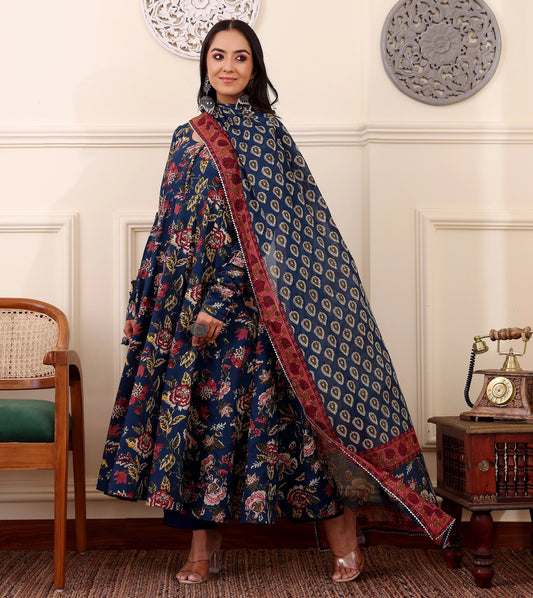 Morpichh Floral Printed Rayon Anarkali Kurta Set with Dupatta