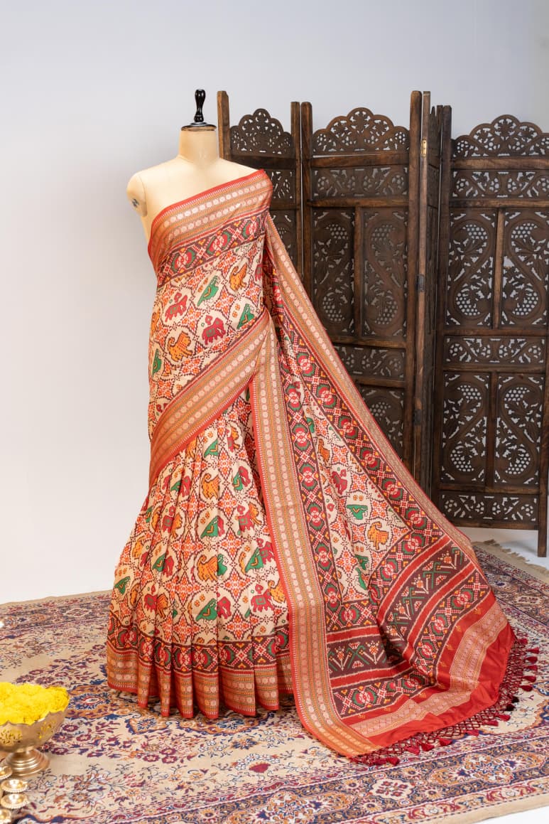 PREMIUM SOFT PURE PATOLA SILK DOUBLE IKKAT SAREE