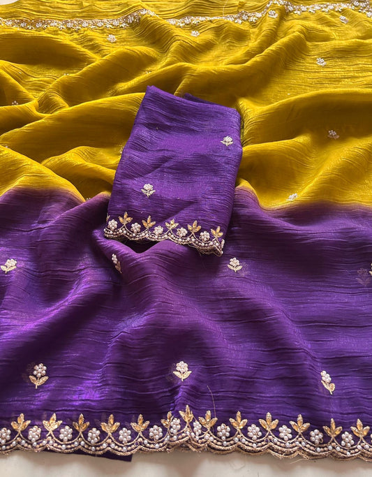 Crunchy chiffon crush silk saree