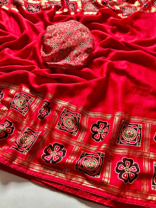 fabric printed saree