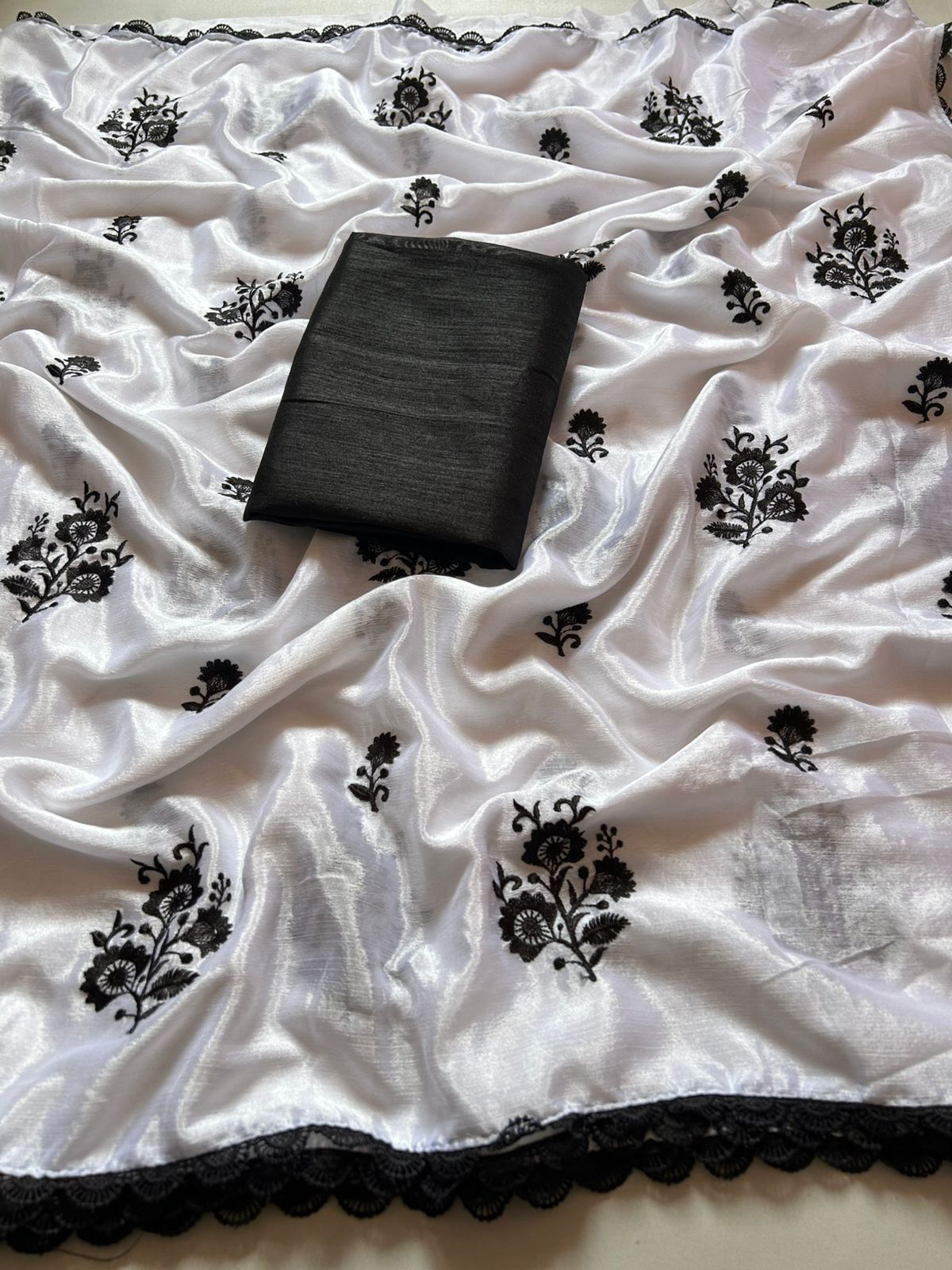 beautiful embroidery work saree