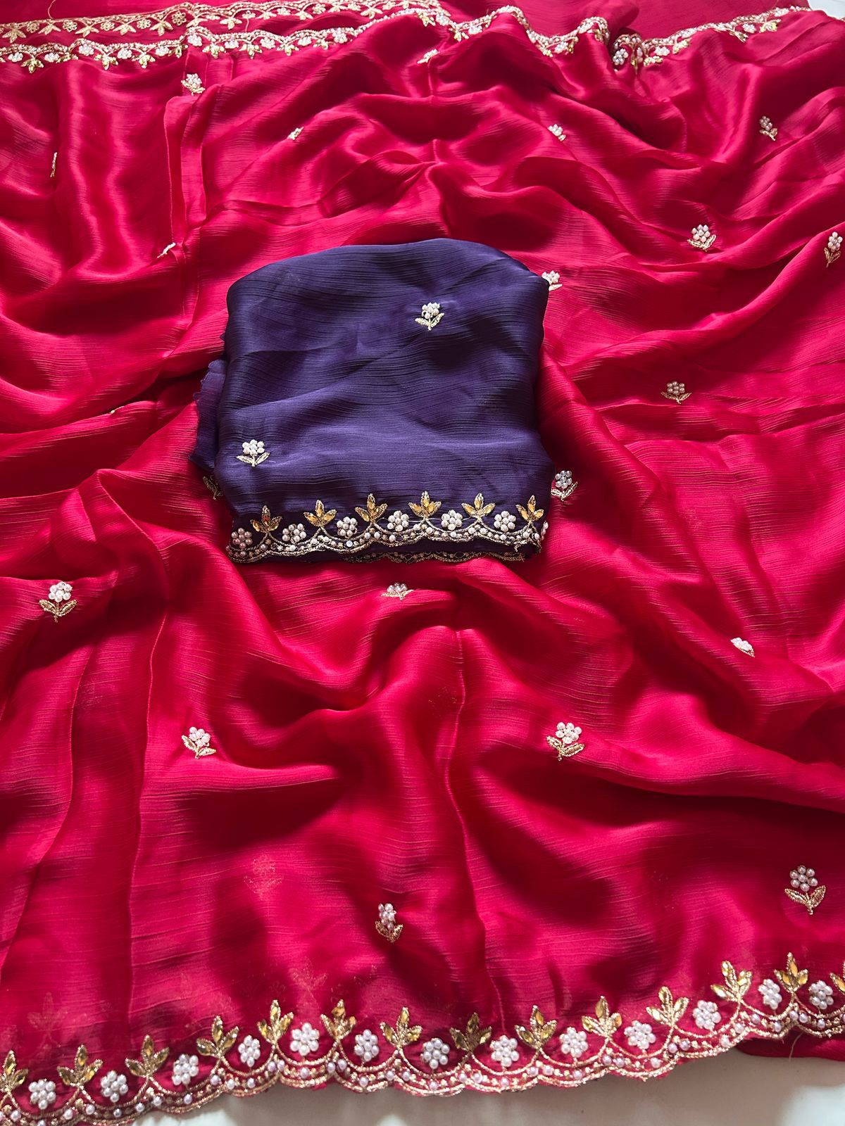 beautiful embroidery saree