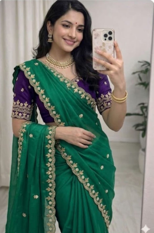 beautiful embroidery saree