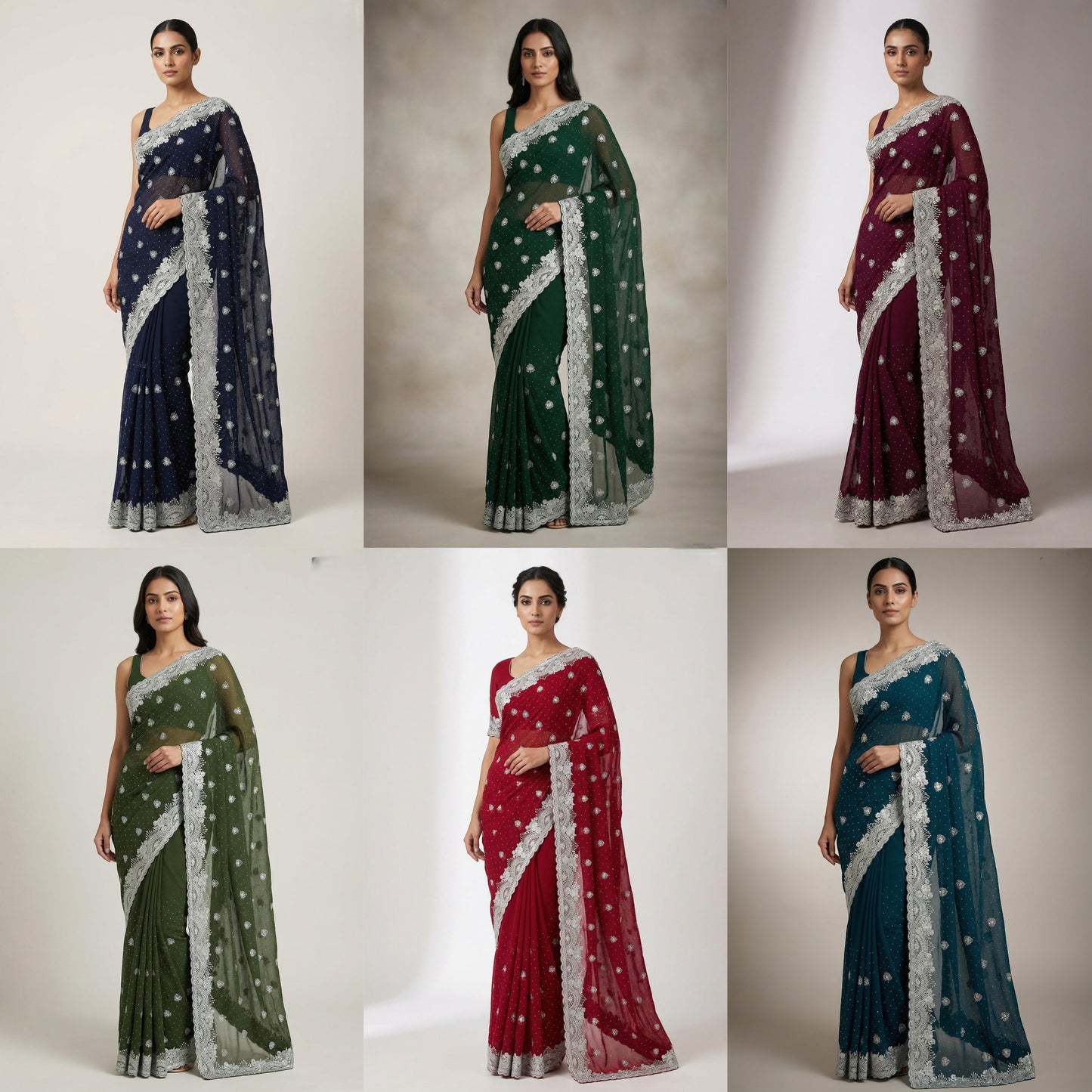Heavy Silve Zari Saree
