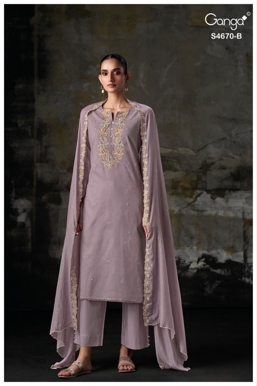 PREMIUM PURE BEMBERG MUL SOLID COLOR WITH EMBROIDERY, EMBROIDERY LACE ON DAMAN & SLEEVES OF SALWAR KAMEEZ