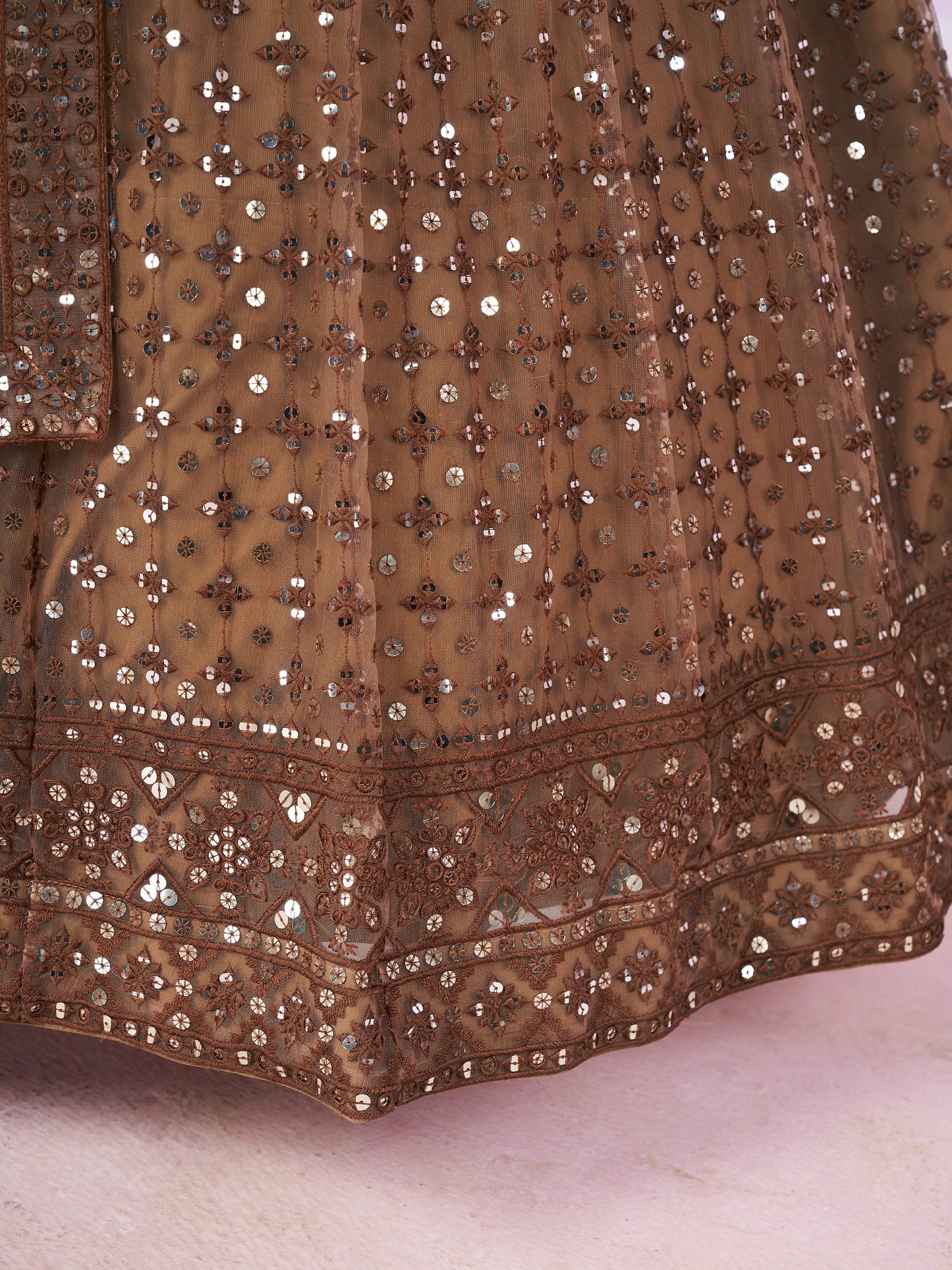 Brown Sequins Embroidered Designer Lehenga Choli