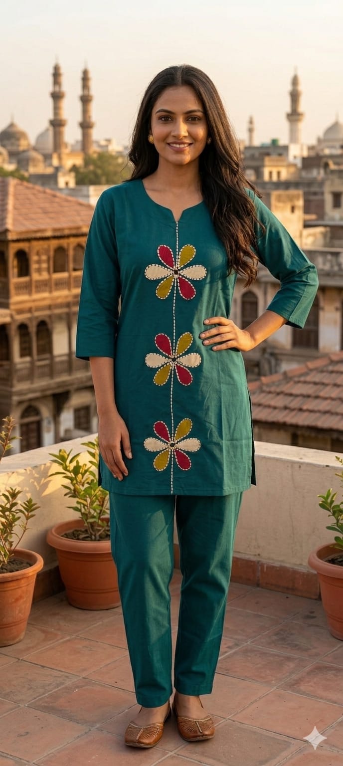 PREMIUM DHABU COTTON MANUAL WORKED CO ORD SET TOP WITH PANT