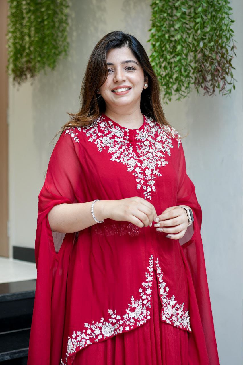 Top Soft Georgette with Multi Thread Embroidery kurti