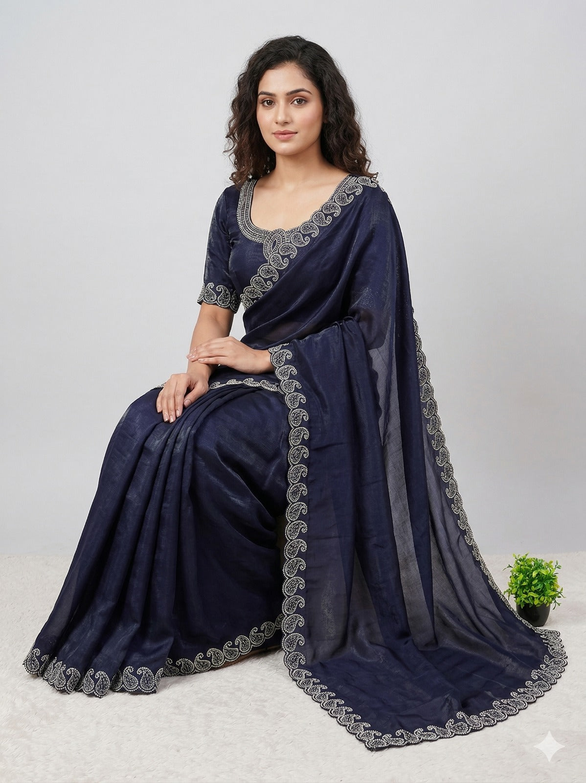 FABRIC: Space Silk Saree with Elegant Zarkan Diamond Work saree
