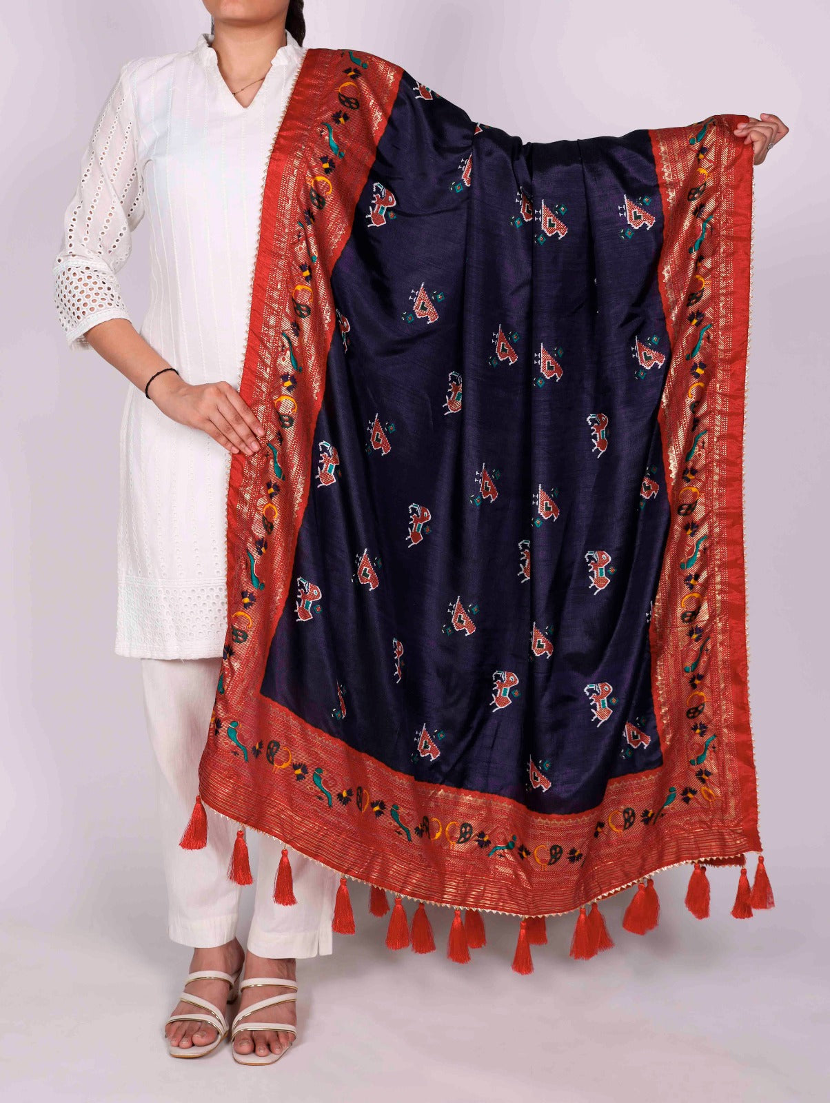 Grace wrapped in Tasar silk.