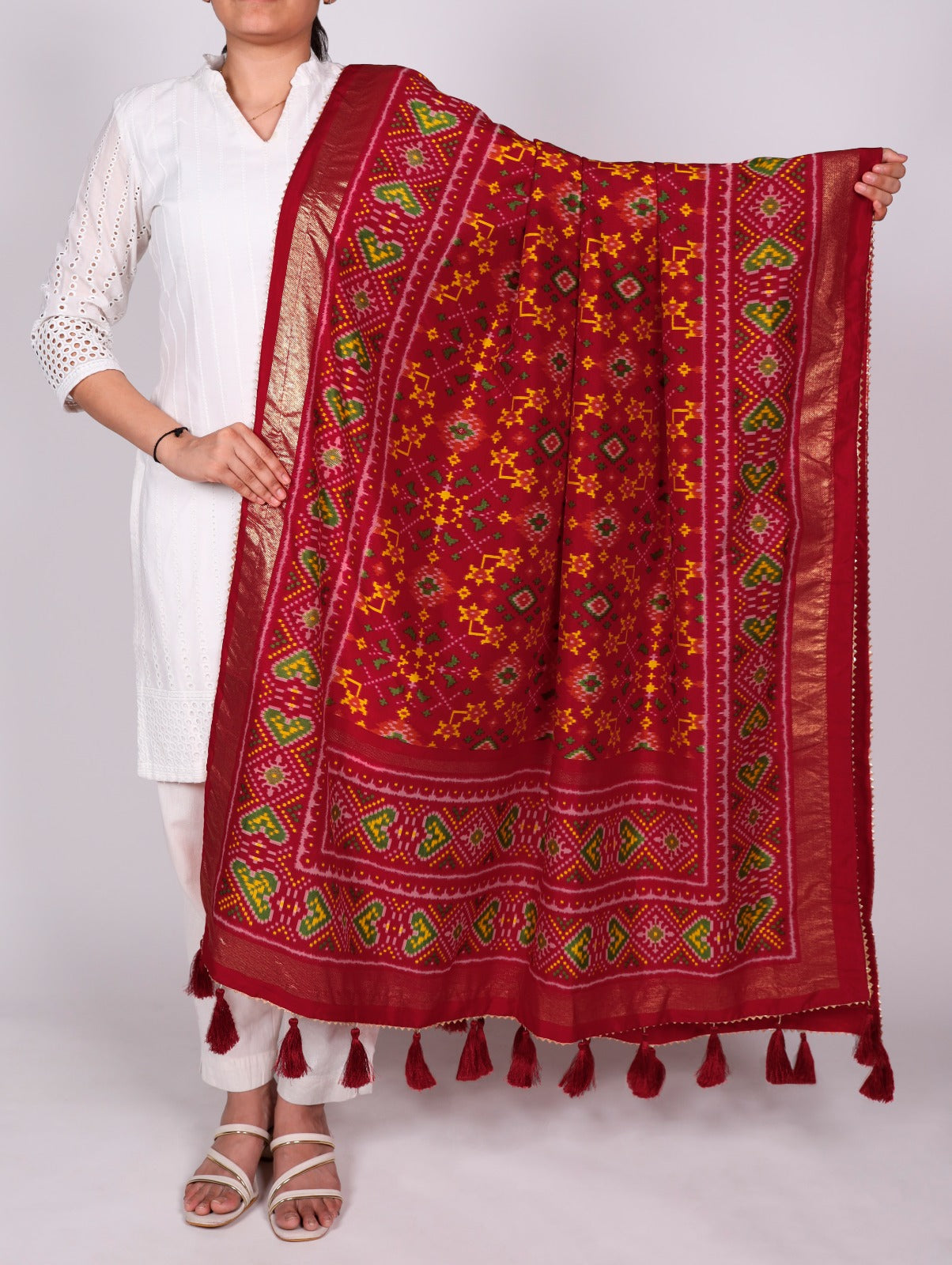 Grace wrapped in Tasar silk.