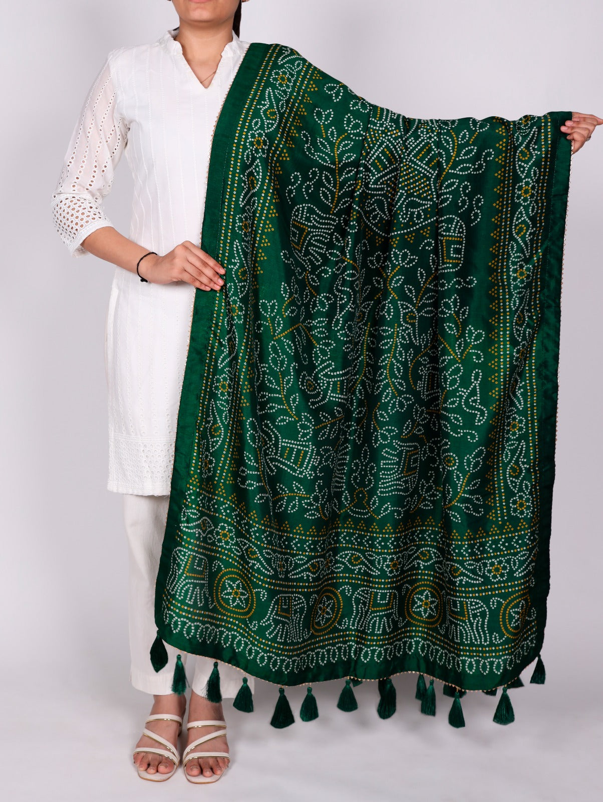 Grace wrapped in Tasar silk.
