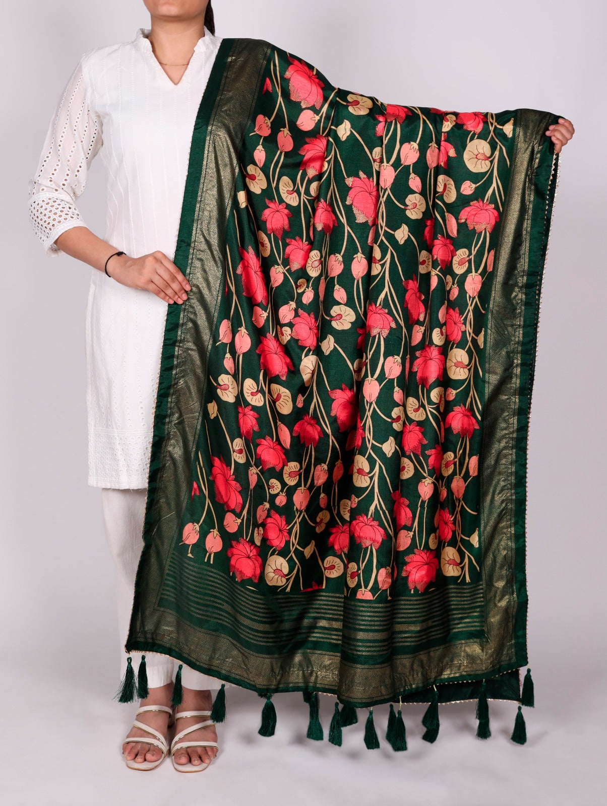 Grace wrapped in Tasar silk.