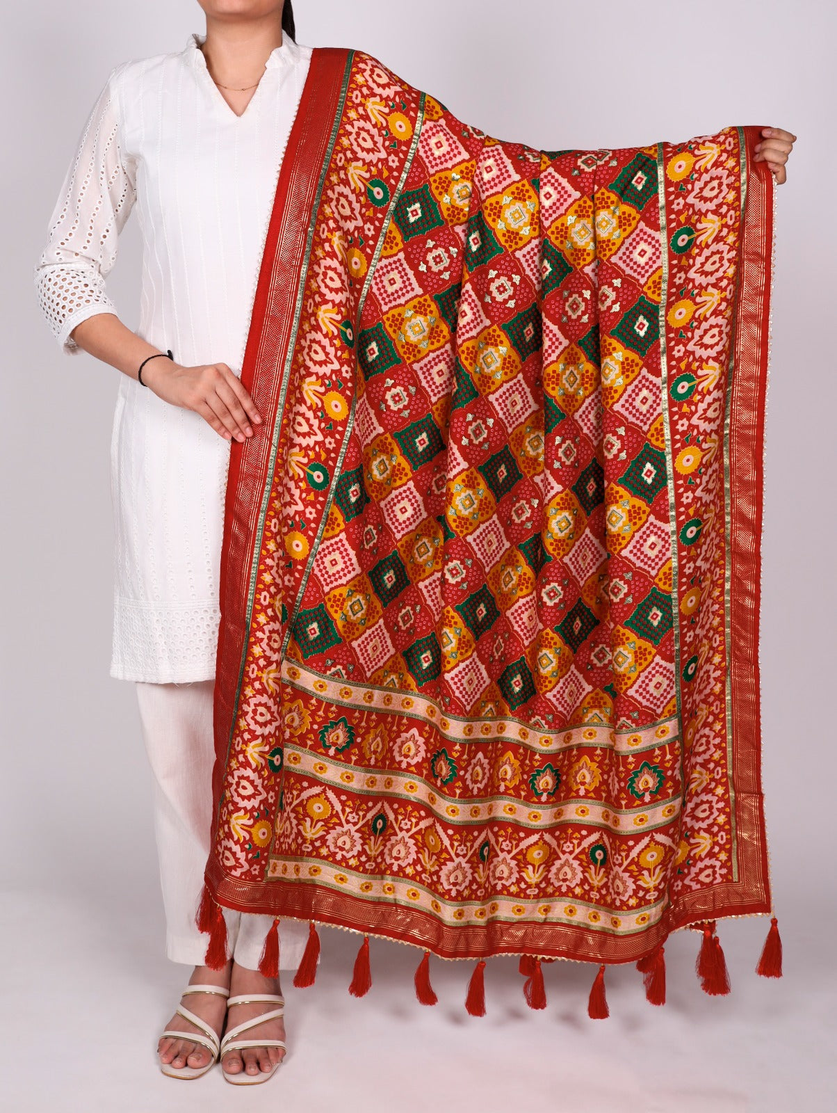 Grace wrapped in Tasar silk.