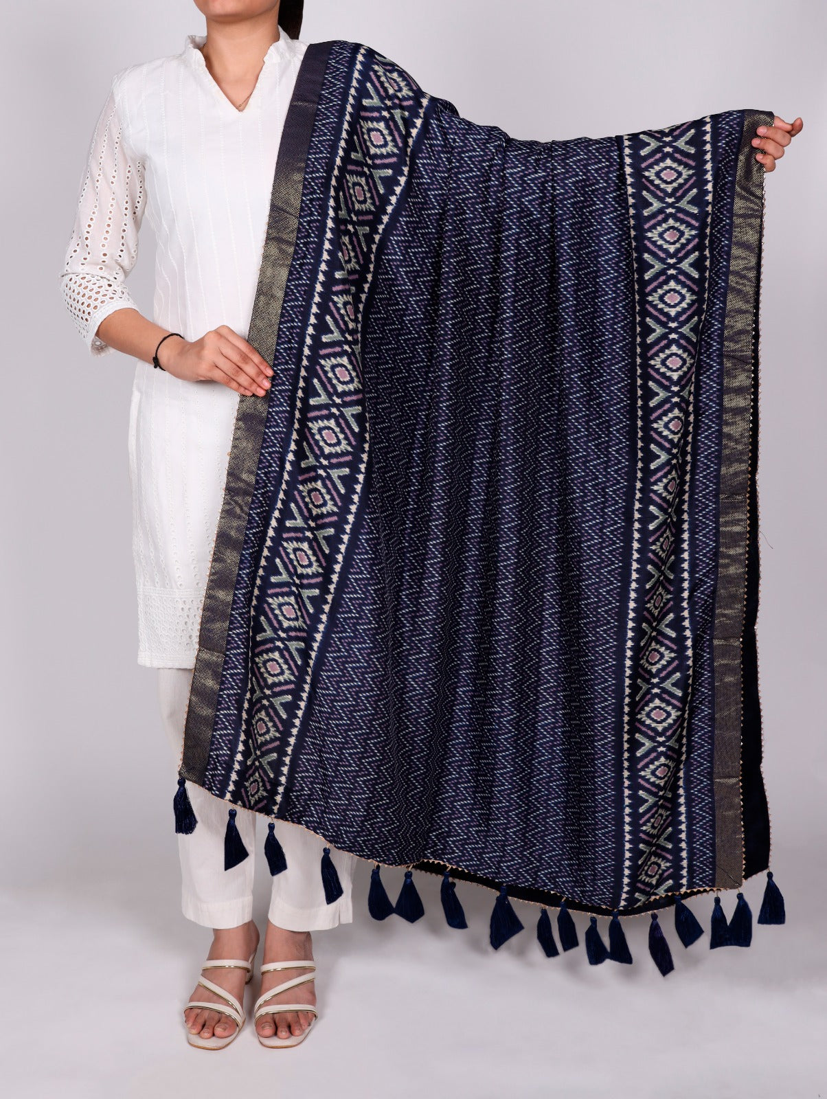 Grace wrapped in Tasar silk.