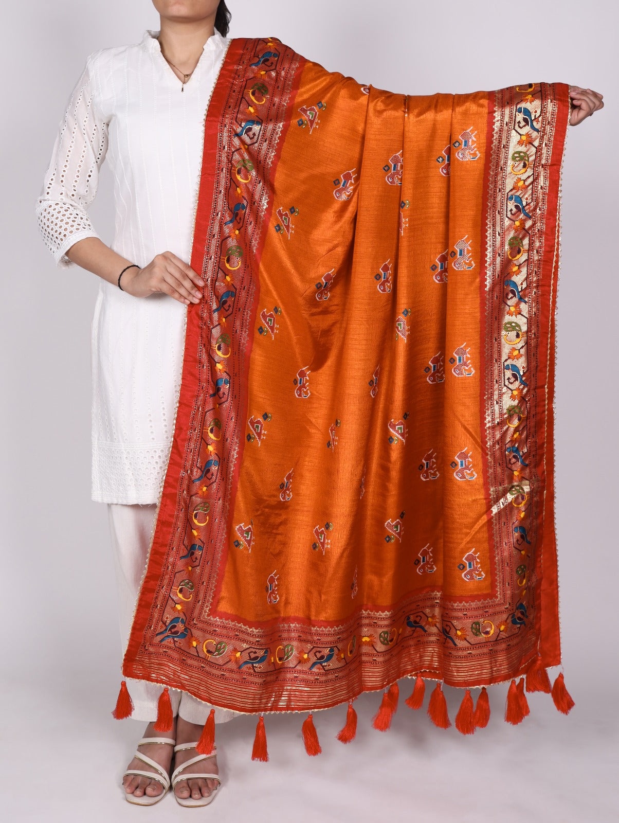 Grace wrapped in Tasar silk.