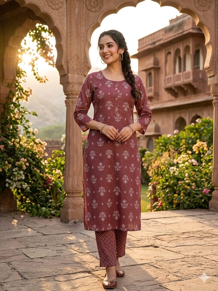 Pure Cotton 60-60 Jaipuri print kurti