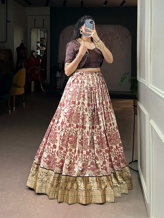 When tradition meets style Feel like royalty in this handcrafted Tasar Silk lehenga choli πΈ