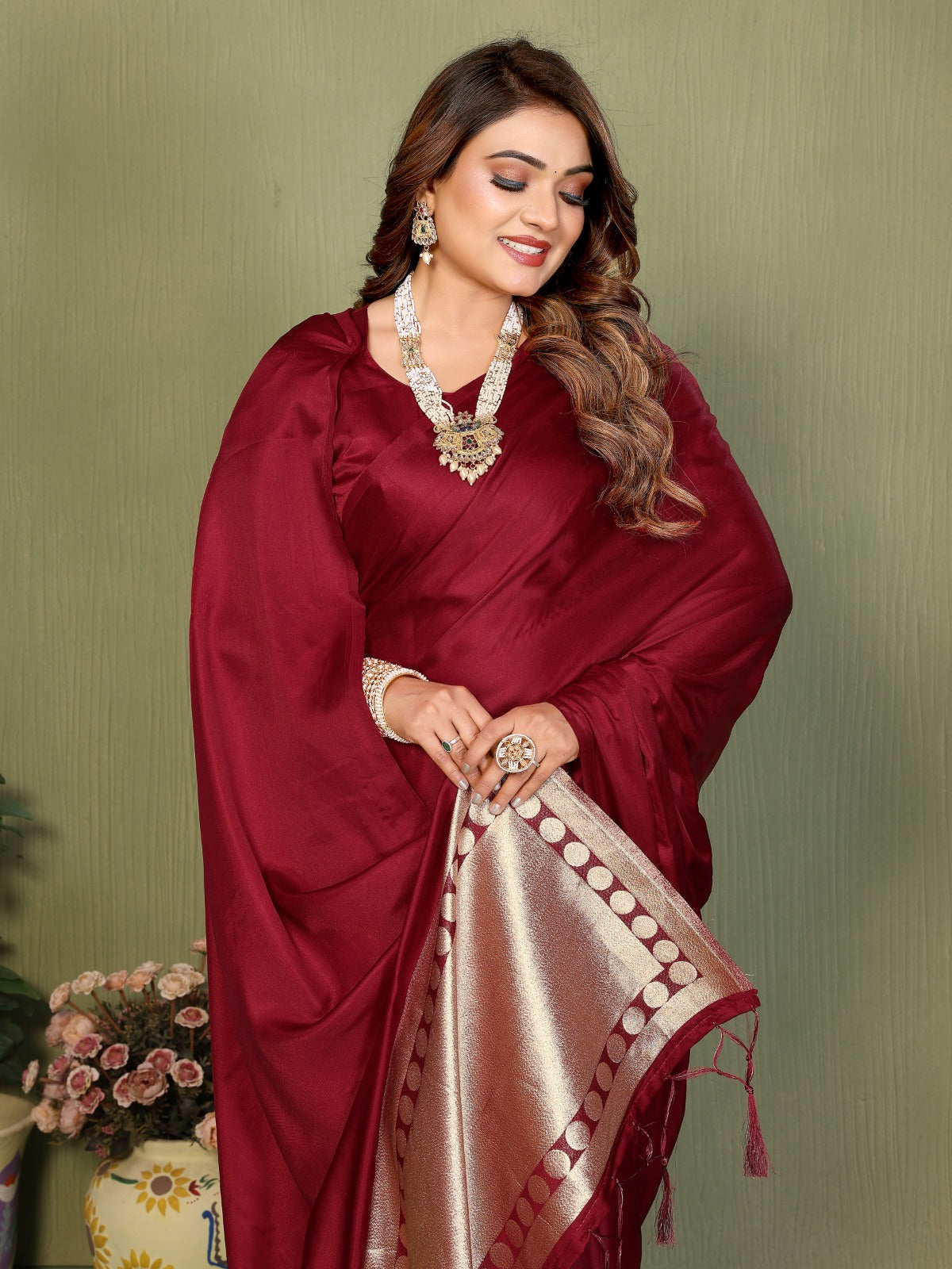 ☘️Too Pretty And Beautiful Original Gala Pallu Premium Silk Hand Dyed Saree For Lagadi Patta Boutique Series ☘️