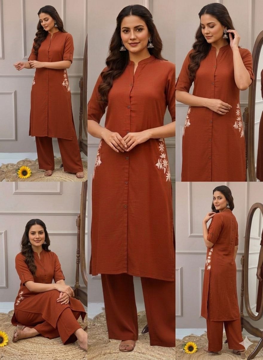 Launching designer Co-erd set in Aline pattern paried with Ankle length Pant Giving perfect outfit and deliberate choice about your look..ππ