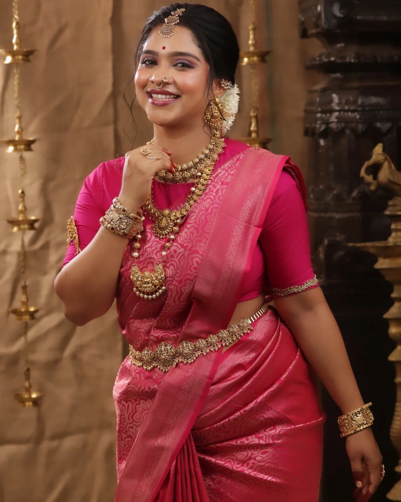 Silk Saree from the this store is adorned with beautiful Zari work in form of traditional motifs.