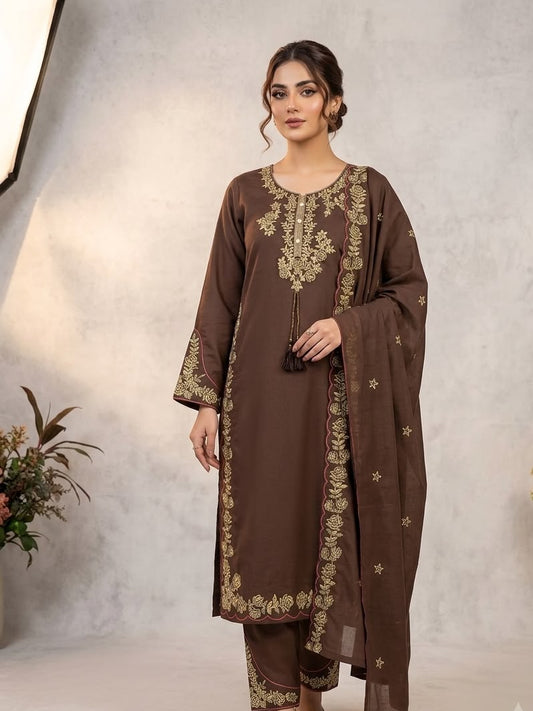 Women's Kurta Palazzo Set in Assorted Colors Roman Fabric with Floral Embroidery