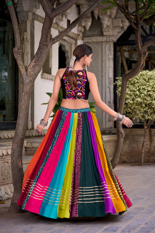 Pure Rayon Lehenga featuring Printed Design with Gota Patti Detailing