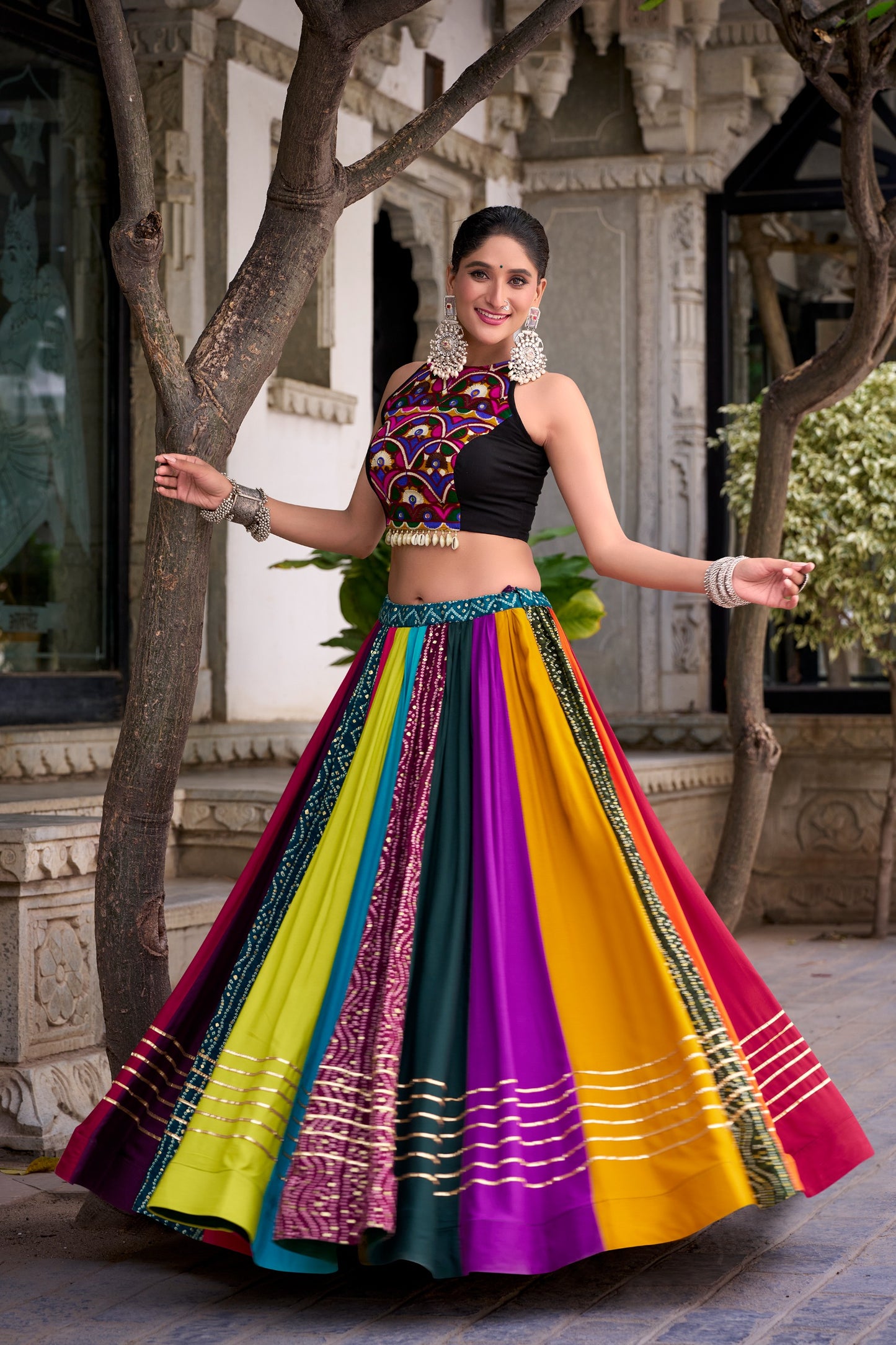 Pure Rayon Lehenga featuring Printed Design with Gota Patti Detailing