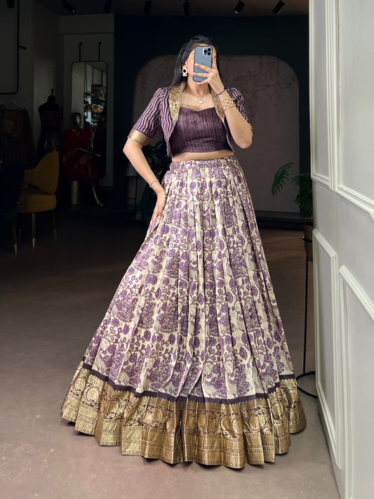 When tradition meets style Feel like royalty in this handcrafted Tasar Silk lehenga choli ๐ธ