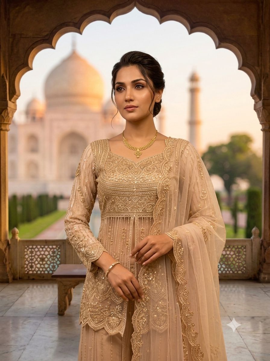 ✨ THIS SEASON WEAR OUR BEAUTIFUL AND HEAVY INDO-WESTERN FITS SEQUENCE EMBROIDERED TOP , PLAZZO WITH DUPATTA ✨
