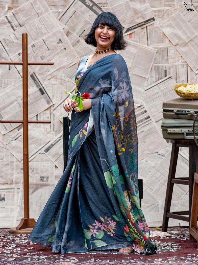 A Contemporary Interpretation of Traditional Drapes Against a Vintage Newsprint Backdrop