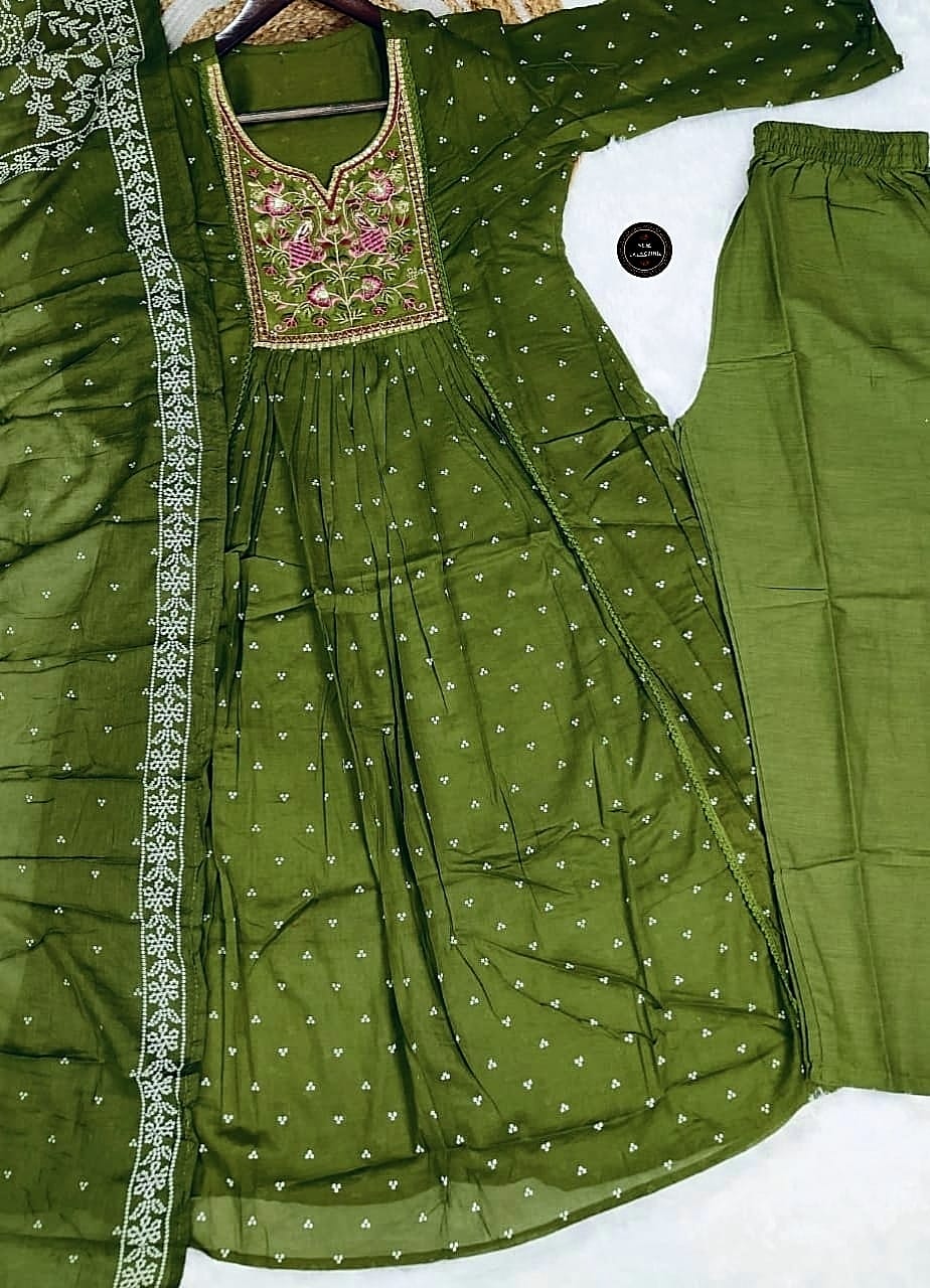 🍁Anarkali kurta set For a festive gathering, you’ll can opt for our Tier pattern with beutiful work on yoke Anarkali kurti Set