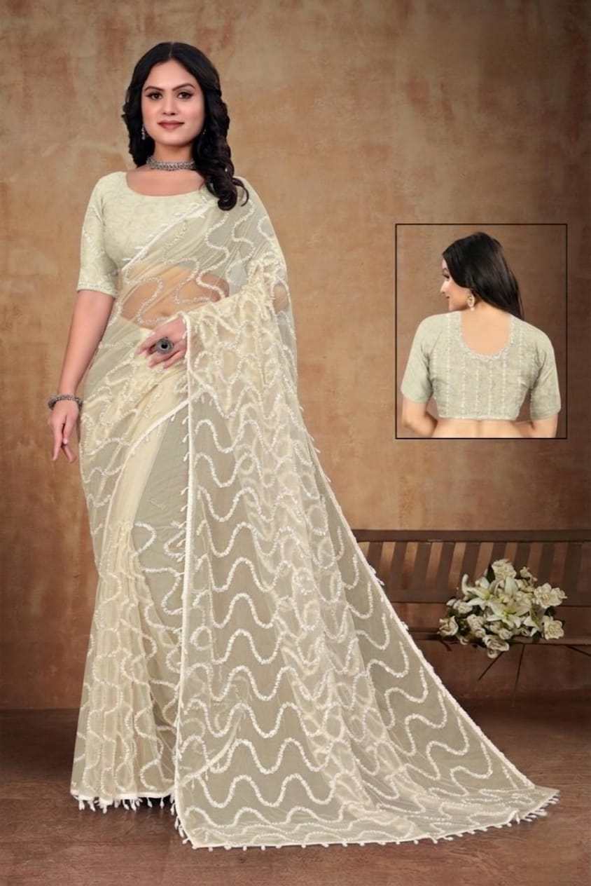 Full Heavy Real Beads Work saree