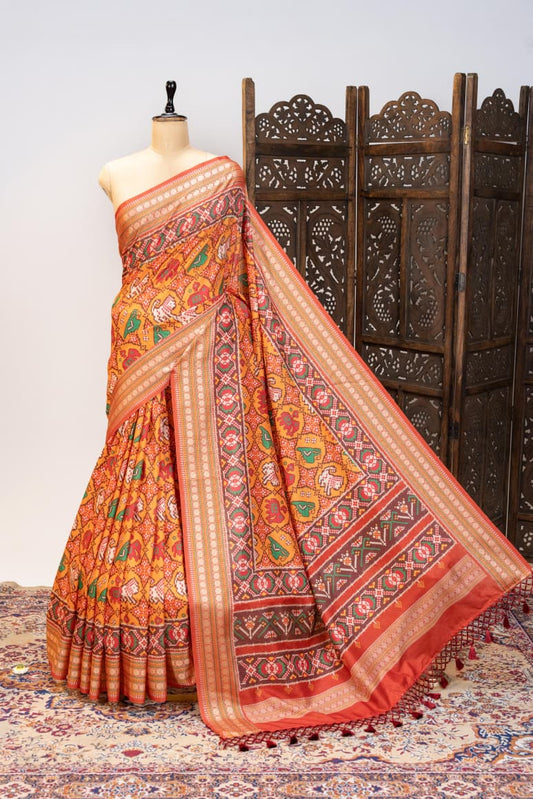 PREMIUM SOFT PURE PATOLA SILK DOUBLE IKKAT SAREE