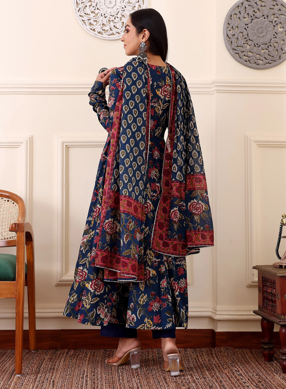 Morpichh Floral Printed Rayon Anarkali Kurta Set with Dupatta