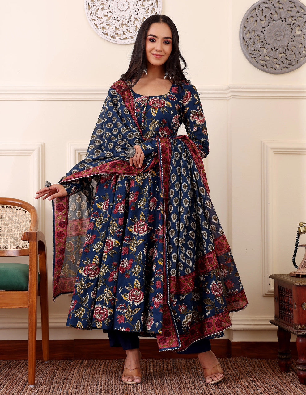 Morpichh Floral Printed Rayon Anarkali Kurta Set with Dupatta
