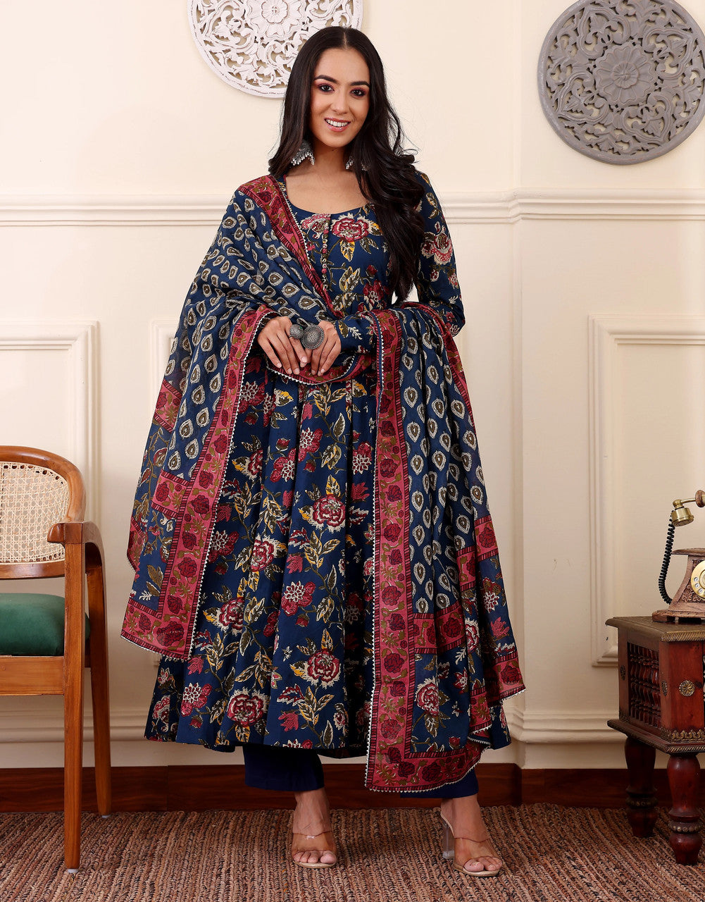 Morpichh Floral Printed Rayon Anarkali Kurta Set with Dupatta