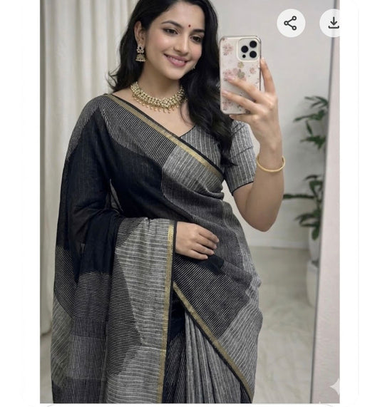Shoft Linen with sequence saree