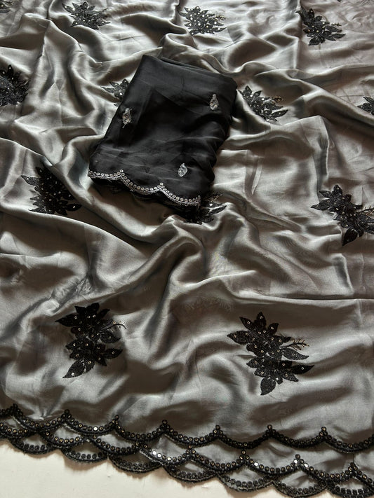 Rangoli shilk with embroidery and sequence  work  all over saree