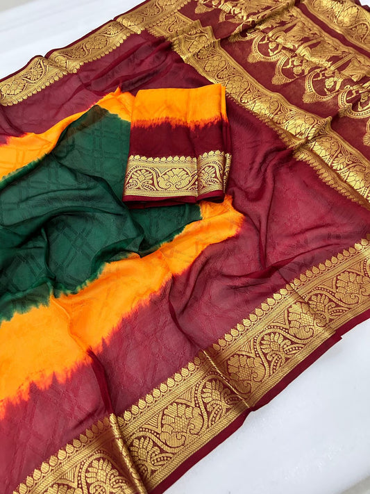 new khadi georgette Saree