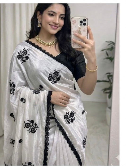 beautiful embroidery work saree