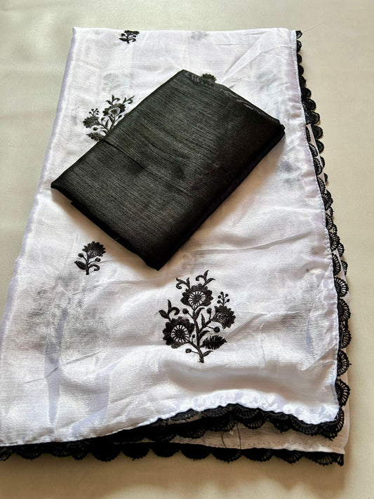 beautiful embroidery work saree