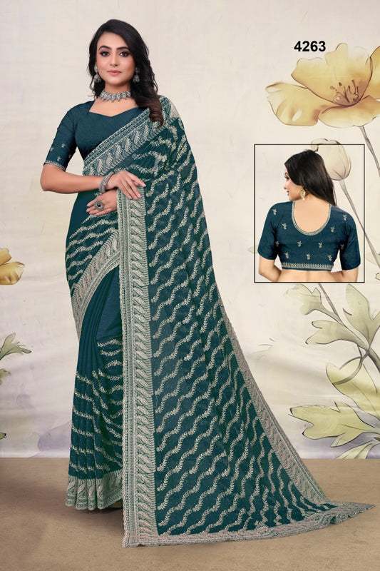 Full Heavy Zari Embroidery saree