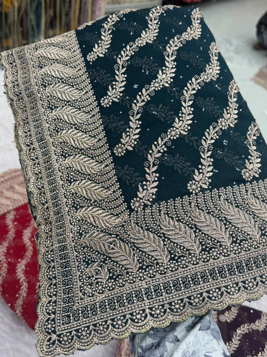 Full Heavy Zari Embroidery saree