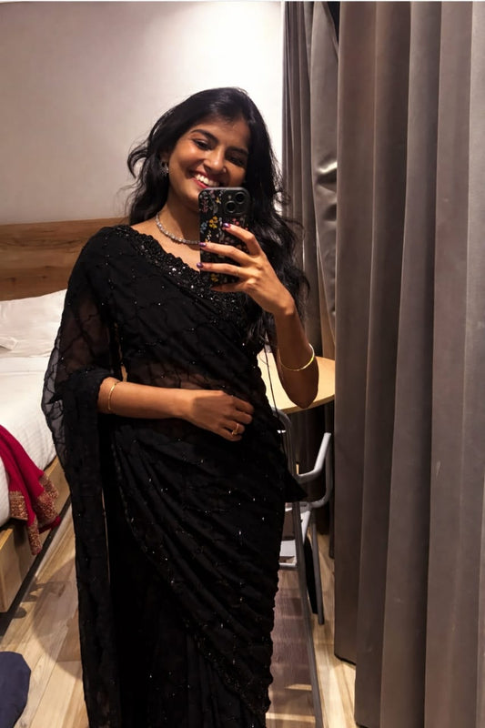 Fancy Sequince Embroderiy saree