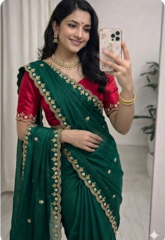 beautiful embroidery saree