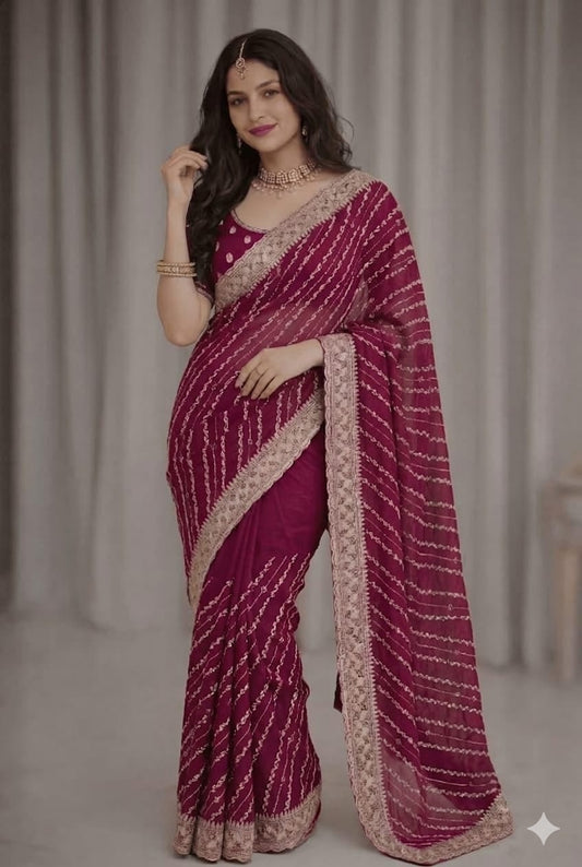 Stone Work On All over Saree
