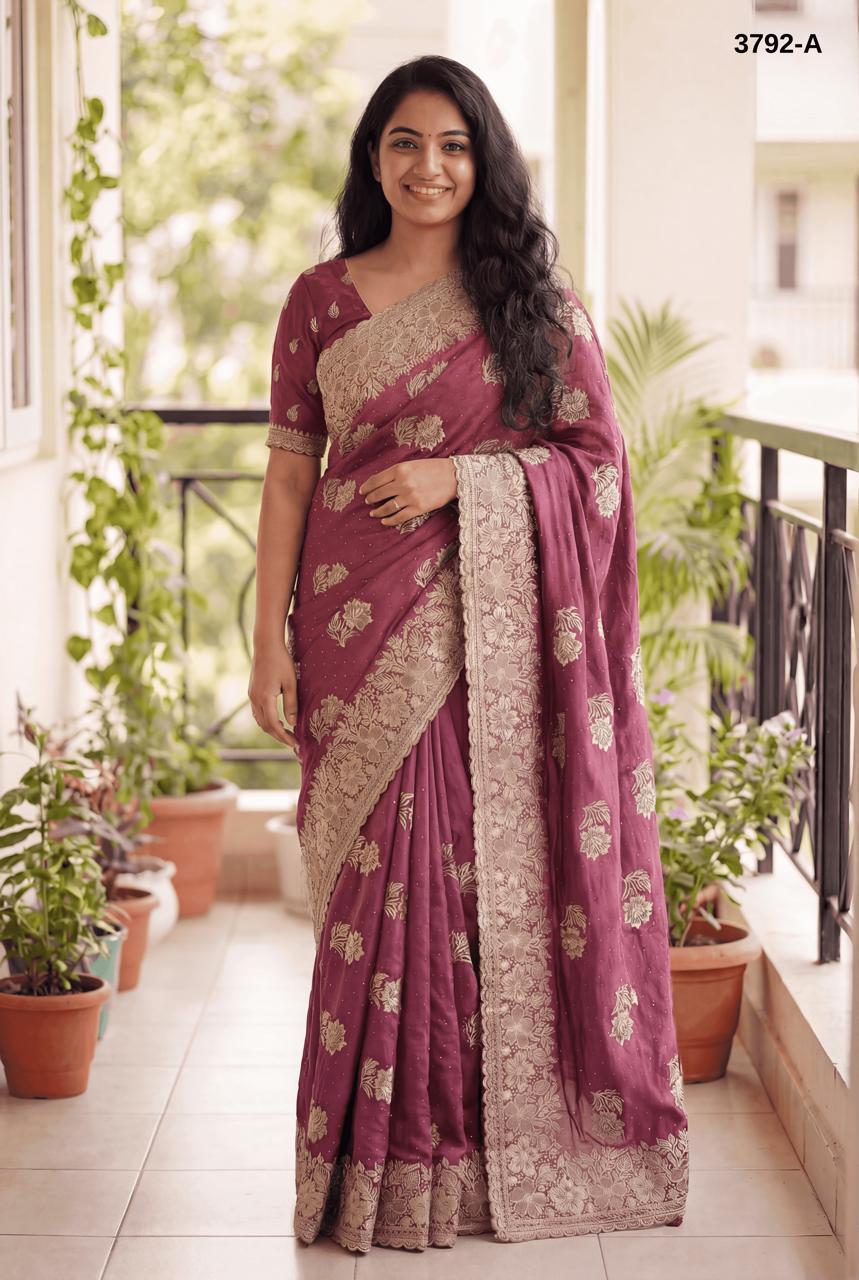 Fancy Silver Zari Embroidery saree wholesale saree suppliers