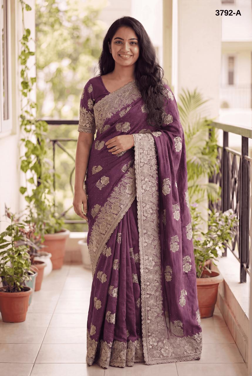 Fancy Silver Zari Embroidery saree wholesale saree suppliers