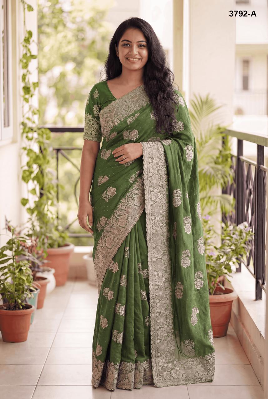 Fancy Silver Zari Embroidery saree wholesale saree suppliers